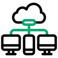 Pictogramme représentant un réseau d'outils informatiques